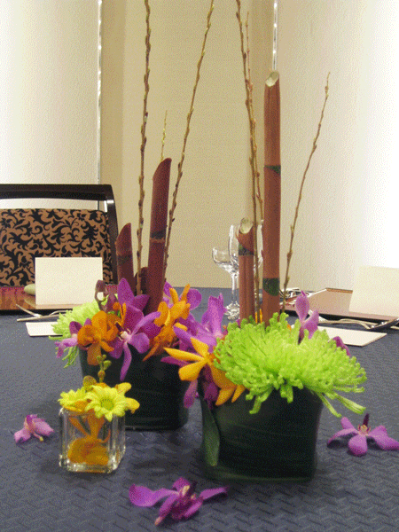 アナスタシアとモカラのゲストテーブル装花 ガーランドフェア フラワー スクール 横浜